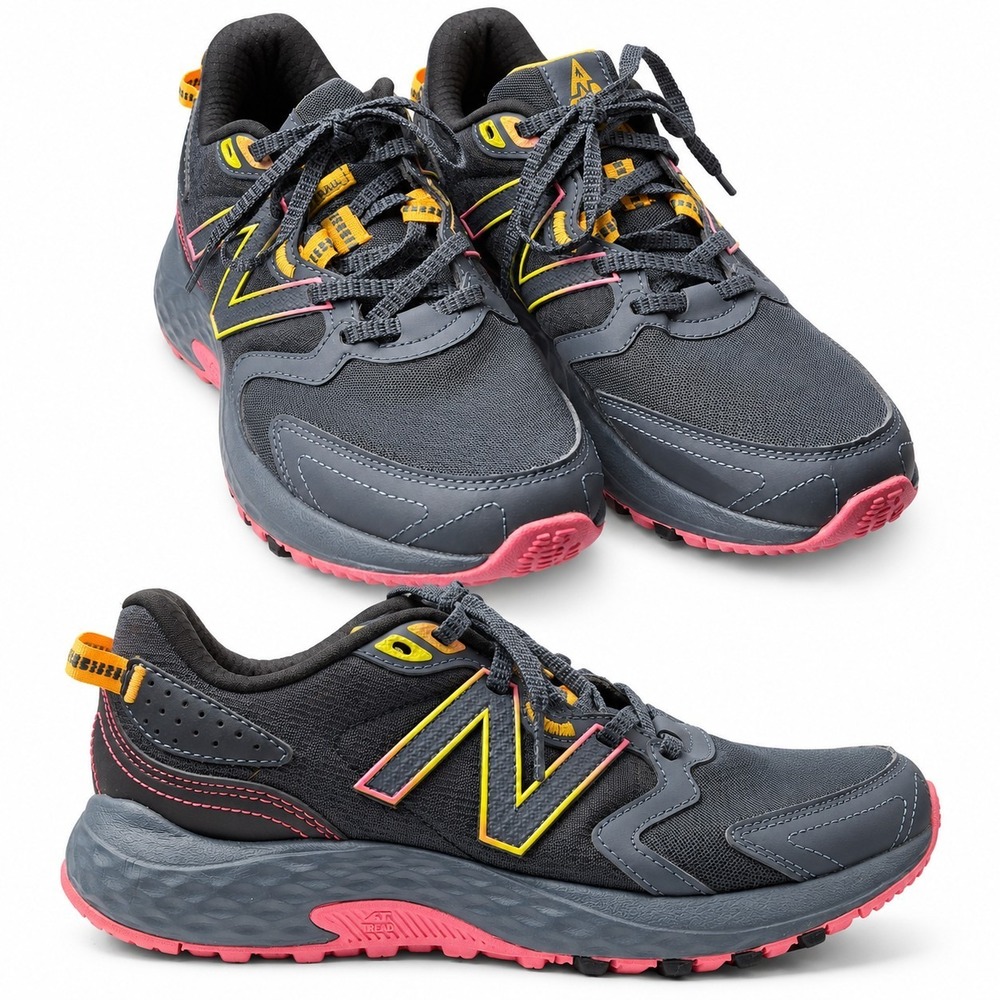 NEW BALANCE 410v7 Trail Running Sneaker Womens Sz 9.5 Black Multicolor Big Logo